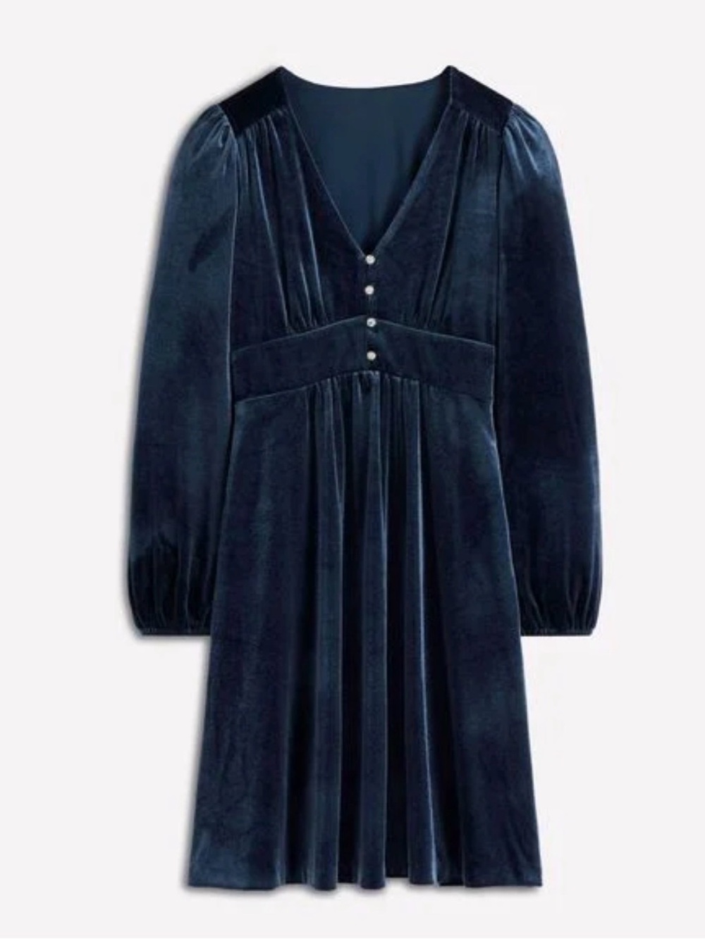 Like New! BODEN Navy Velvet V-Neck Long Sleeve Midi Dress with Pockets Sz 16-18